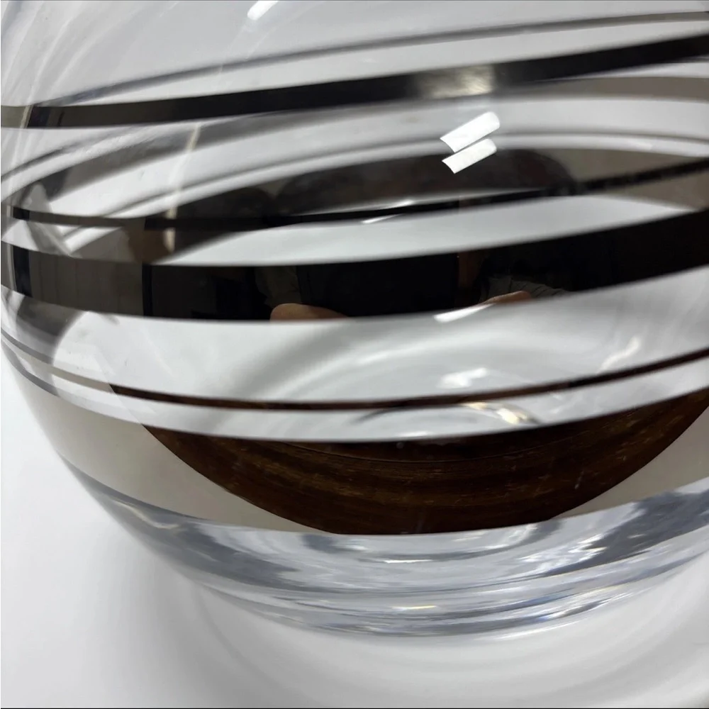 Lenox Kate Spade Crystal Rose Bowl Vase Hampton Street platinum stripe Heavy
